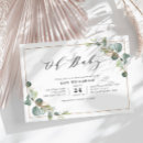 Search for eucalyptus baby shower invitations Green and white