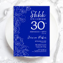 Search for royal blue 30th birthday invitations For her