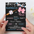 Search for baseball or bows gender reveal invitations Blue or pink