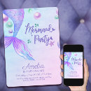 Search for mermaid under the sea birthday invitations Pink