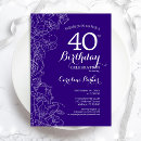 Search for purple 40th birthday invitations Flowers