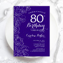 Search for purple 80th birthday invitations Feminine