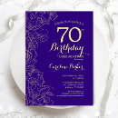 Search for purple 70th birthday invitations Elegant