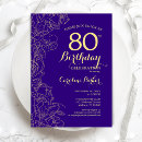 Search for purple 80th birthday invitations Feminine