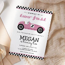 Search for pink car birthday invitations Race on over