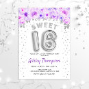 Search for purple and silver sweet 16 invitations For her