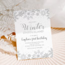 Recherche de silver 1st birthday invitations Neige