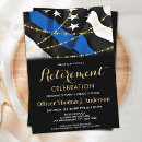 Search for blue gold retirement invitations Modern trendy