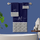 Search for blue seashells bath towels Blue and white