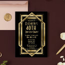 Search for roaring 20s birthday invitations Black gold