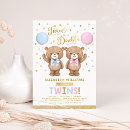 Search for pink and blue twin baby invitations We can bearly wait