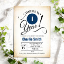 Search for black white 1st birthday invitations Typography