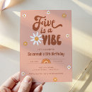 Search for five is a vibe birthday invitations Groovy 5th birthday