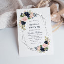 Search for navy and blush bridal shower invitations Watercolor floral