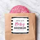 Search for pink and white stripe stickers Baby shower