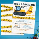 Search for construction birthday invitations Excavator bulldozer backhoe
