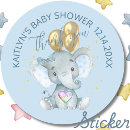 Search for baby blue elephant stickers Baby shower thank you