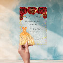 Search for red rose sweet 16 invitations Red and gold