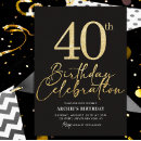 Search for black and gold 40th birthday invitations Adult birthday party