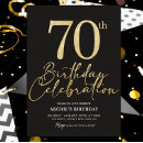 Search for black gold 70th birthday invitations Surprise birthday party