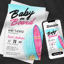 Search for surfboard baby shower invitations Pink