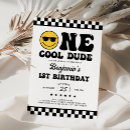 Search for black white 1st birthday invitations One cool dude