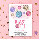Search for space girl birthday invitations Blast off