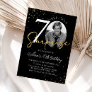 Search for cheers to 70 years birthday invitations Gold glitter