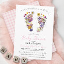 Search for footprint baby shower invitations Pink