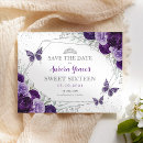 Search for purple silver save the dates Quinceanera
