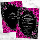 Search for black hot pink quinceanera invitations 15th birthday