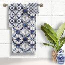 Search for moroccan pattern bath towels Blue and white