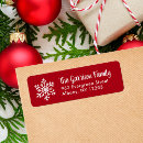 Search for red and white snowflakes return address labels Festive