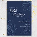 Search for blue 30th birthday invitations Typography
