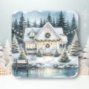 Recherche de maison blanche autocollants Aquarelle