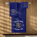 Search for blue and gold bathroom accessories Welcome aboard