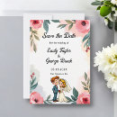 Search for cartoon couple wedding save the dates Bride and groom