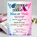 Search for car gender reveal invitations Wheels or heels
