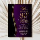 Search for purple 80th birthday invitations Black