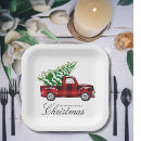 Search for red truck paper plates Christmas tree