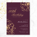 Search for red and gold 80th birthday invitations Botanical