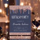 Search for rose gold and navy invitations Glitter