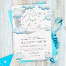 Search for blue and silver baby shower invitations Over the moon