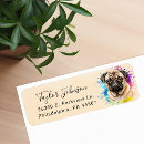 Search for pug dog return address labels Watercolor