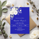 Search for flower on white birthday invitations Royal blue