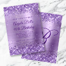 Search for purple 90th birthday invitations Glitter
