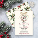 Search for holly berries christmas invitations Vintage