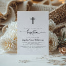 Search for minimalist christening invitations Black and white