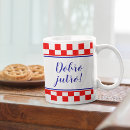 Search for blue checkered mugs Checkers