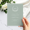 Search for monogram wreath wedding invitations Sage green